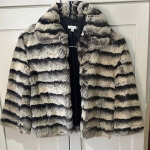 Chic Rabbit Fur Striped Jacket